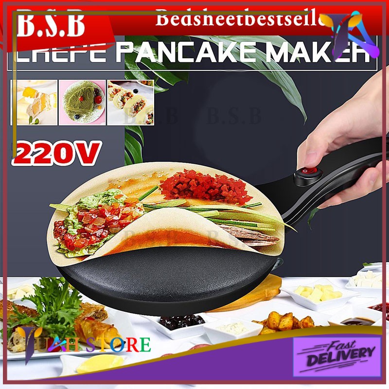 Household Non-Stick Crepe Maker Pan Electric Pancake Cake Machine Frying Griddle Portable Kitchen Baking Tool 220V 600W