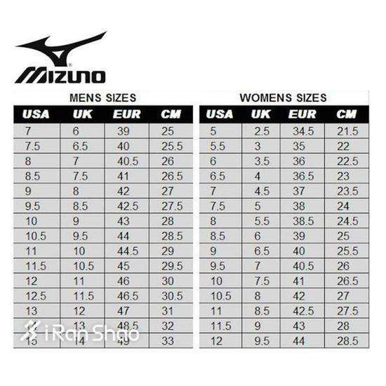 mizuno footwear size chart