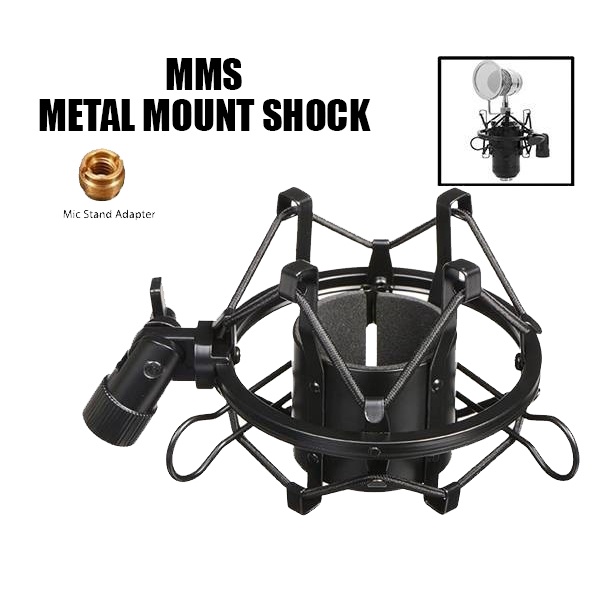 MMS Metal Universal Microphone Suspension Shock Mount Condenser Mic Anti Vibration (Black