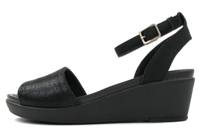 crocs leighann ankle strap leather mini wedge