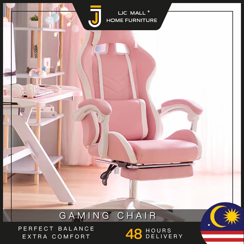 LJC_MALL Ready Stock kerusi gaming pink murah Gaming Chair With Leg