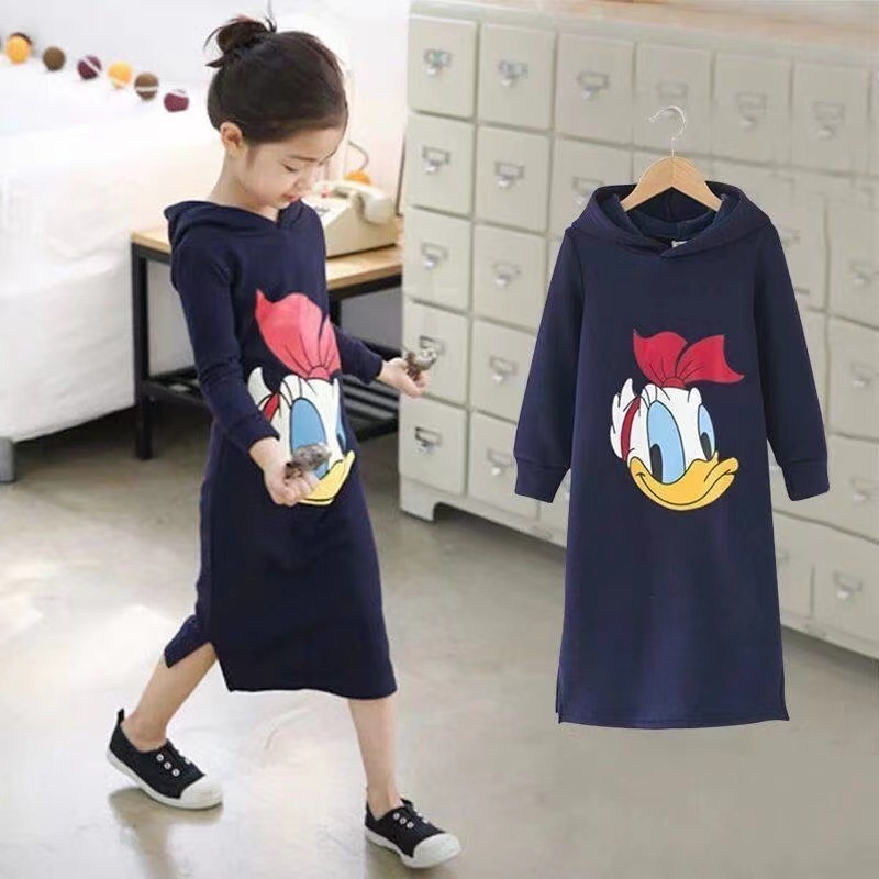 Kids Dress Girls' Sweater Internet Influencer Long Hoodie Children's Hoodie Korean Children's Sweater Children and Teens' Sweater Baju Budak Perempuan Girl S Clothing