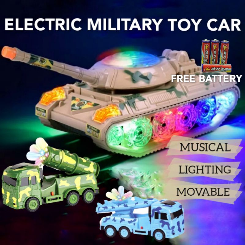 Fast Ship Electric 4D Lighting & Music Toy Car (Military version) Mainan Kereta Budak Tank Missile Launcher Rocket