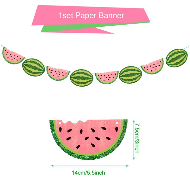Huiran Summer Watermelon Birthday Banner Fruit Theme One Year