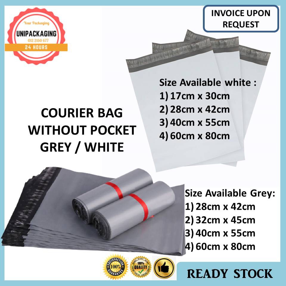 100 pcs Grey / White Courier Bag Parcel Parcel Bag Courier Bag Without