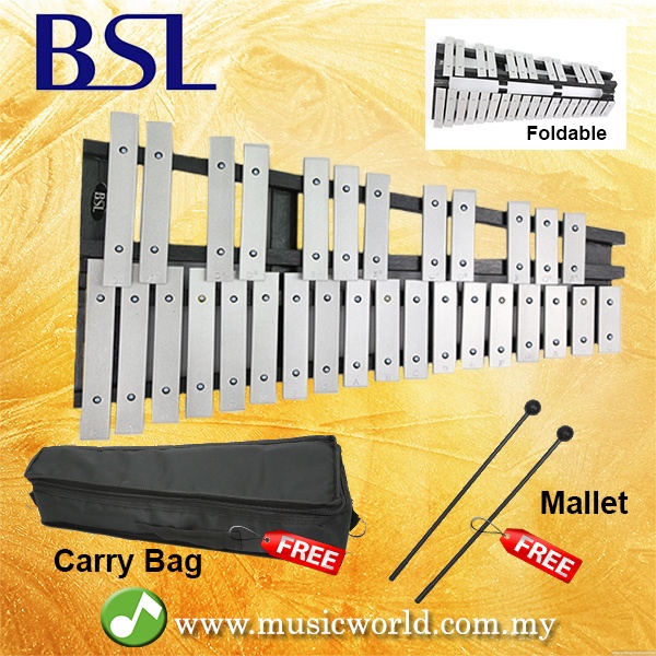 BSL 30 Note Foldable Glockenspiel Vibraphone Xylophone Bell Aluminium