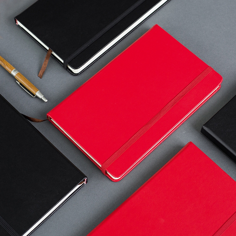 Hardcover Journal Notebook 192Pages Red Black A5 Blank Grid Notebook PU