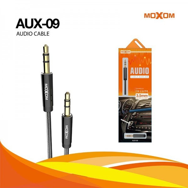 Ready stock Moxom AUX-09 Pure Copper 3.5mm Aux Audio stereo 1M Braided Wire Cable Wire
