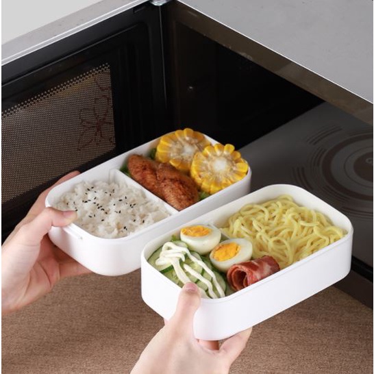 Microwave-safe Lunch Box 1 Layer 2 Layers with Handle Adjustable Partition Food Storage Container