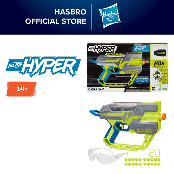 Nerf Hyper Fuel20 Blaster, 20 Nerf Hyper Rounds, Up To 110 FPS