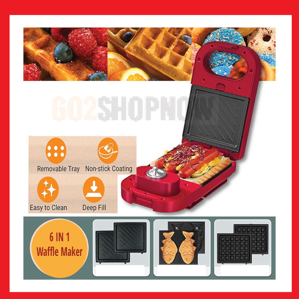 [Ship Today]5 in 1 Waffle Maker Electric Sandwich Maker Pembakar Roti Breakfast Bread Maker Auto Timer 多功能早餐机