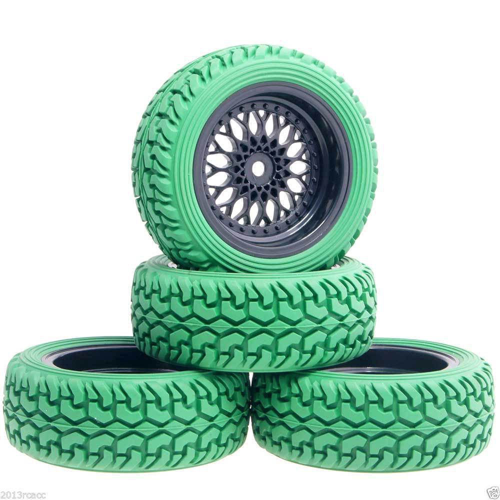 RC HSP 2080-7004A Plastic Wheel&Rally Rubber Tires 4P For 1:10 On-Road Rally Car