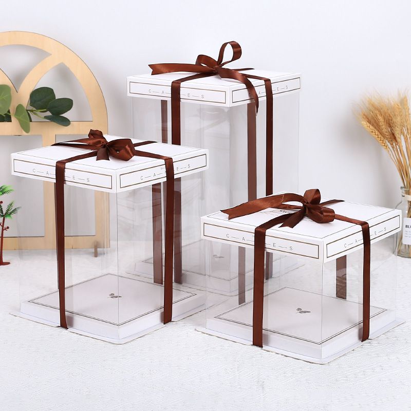 Ready Stock Transparent Cake Box Gift Box Kotak Hantaran Kotak Kek Lutsinar No Ribbon