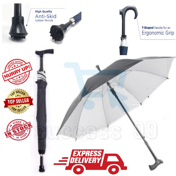2in1 Umbrella Walking Stick / Tongkat Payung | Shopee Malaysia