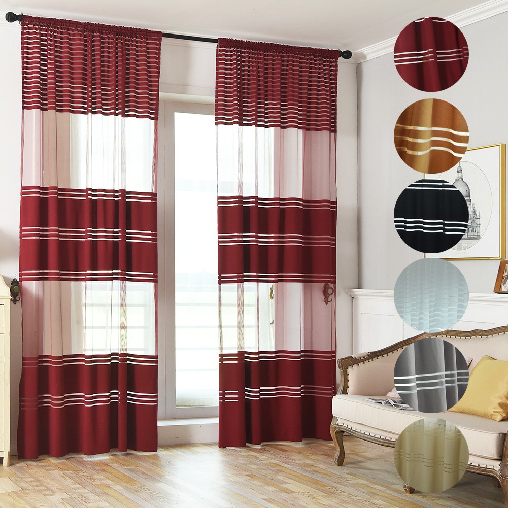 Lattice Window Curtains Home Bedroom Living Room Decor Translucent