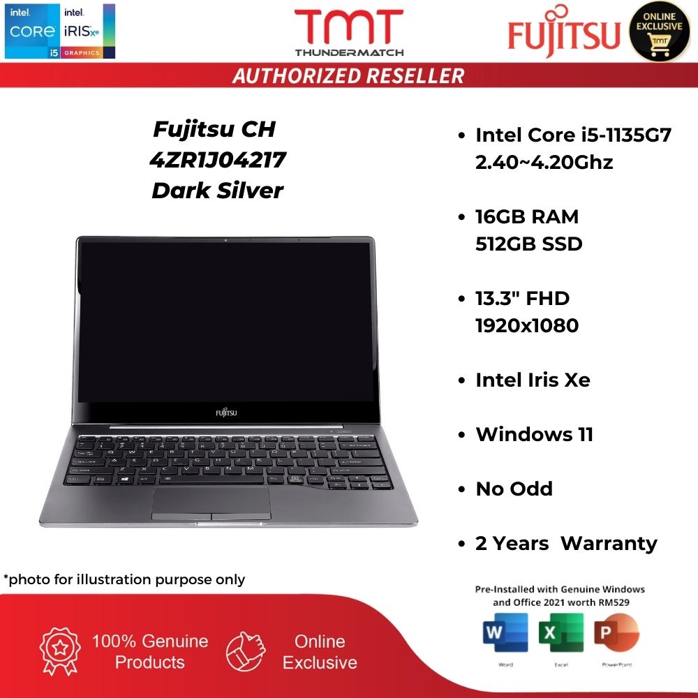 Fujitsu CH 4ZR1J04217 Laptop i51135G7 16GB RAM 512GB SSD 13.3" FHD Iris Xe W11 MS