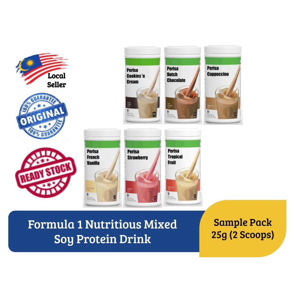 HERBALIFE Sample Pack 25g (2 Scoops) Formula 1 Nutritious Mixed Soy