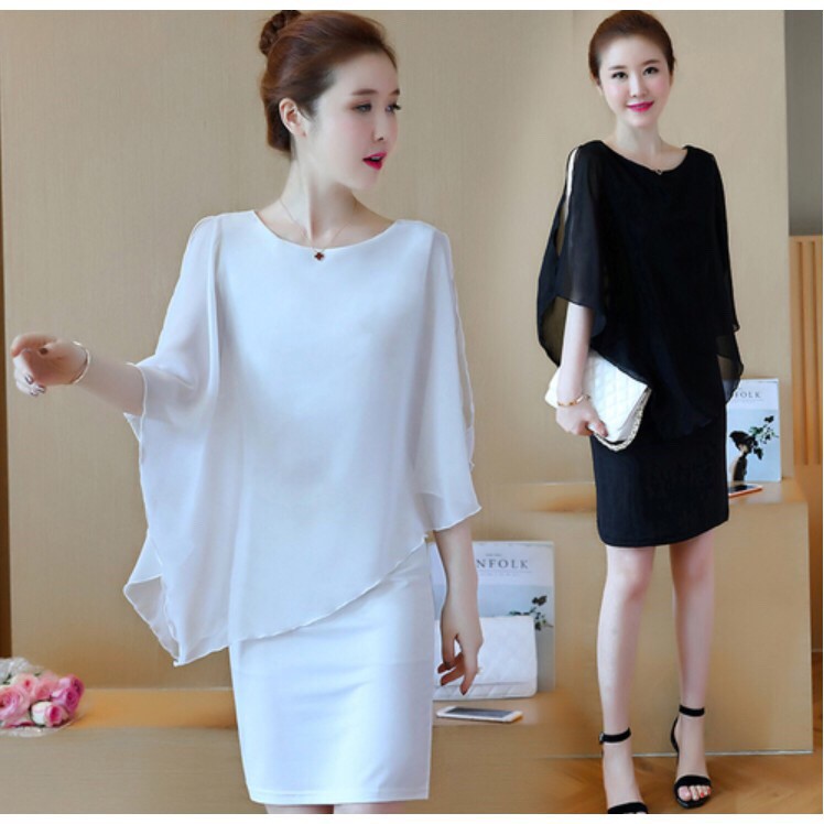 Women Plus Size One Piece Chiffon Designer Ladies Prom Casual Dresses White