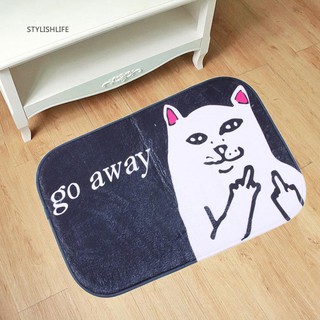 Indoor Floor Mat Funny Middle Finger Cat Door Carpet Go Away Home Rug Non-slip 