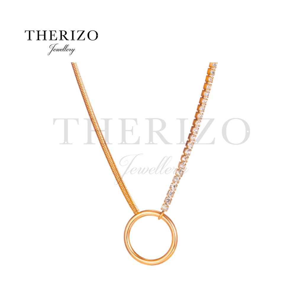 Therizo Simple Personalized Creative Ring Pendant Necklace Rantai Emas Perempuan Tidak Berkarat