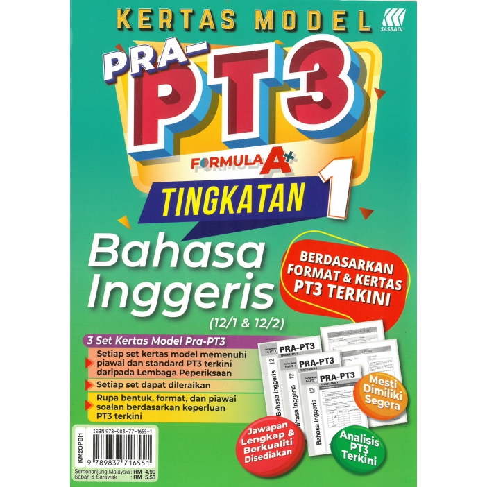 Buy BAHASA INGGERIS TINGKATAN 1 KERTAS MODEL PRAPT3 FORMULA A+ (2020