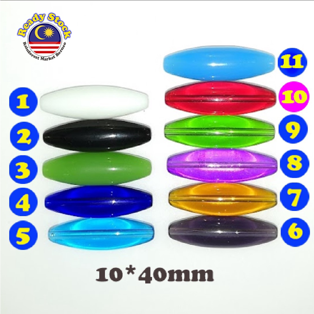 GB6010 7/10pcs Long Rice Glass Bead 10*40mm DIY Fashion Jewelry Making Supplies Beading Craft Manik Kaca