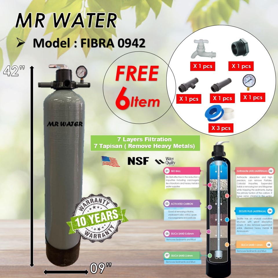 WATERMAN OUTDOOR SAND WATER FILTER FRP 09 X 42 (1 ORDER 1PCS) Shopee