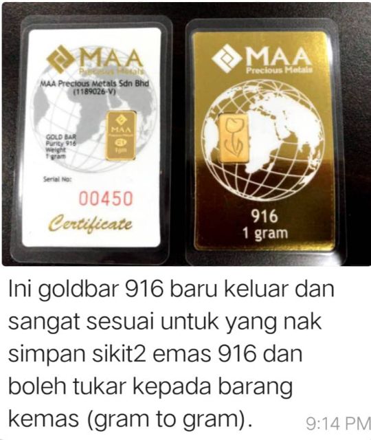 Gold Bar Emas 916 1gram Shopee Malaysia