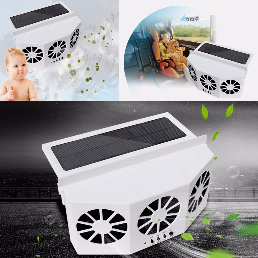 Solar Powered Car Auto Air Vent Cool 3-Fan Cooler Ventilation 