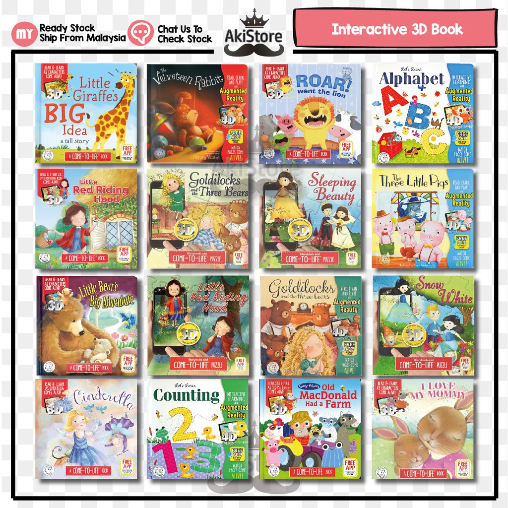 Buku Interactive 3D Books For Kids Buku Cerita Kanak-kanak English ...