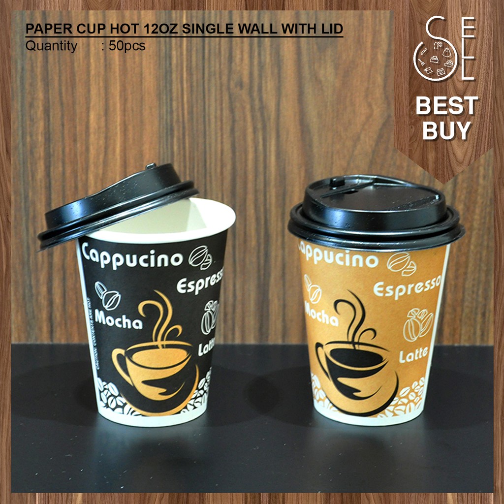 Paper Cup Hot 12oz Single Wall With Lid (50pcs) | Shopee Malaysia