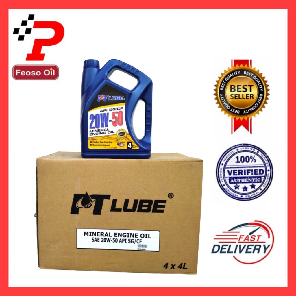 PT LUBE 4X4L PETROL ENGINE OIL SAE 20W50 API SG/CF (MINERAL