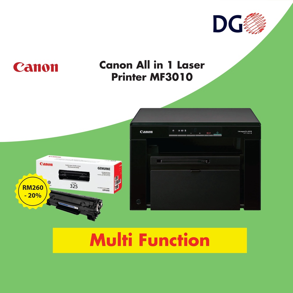 Canon All In One Mono Black And White Laser Printer Mf3010 Add On Rm 6 Gets Cre8 325 Toner X 1 0719