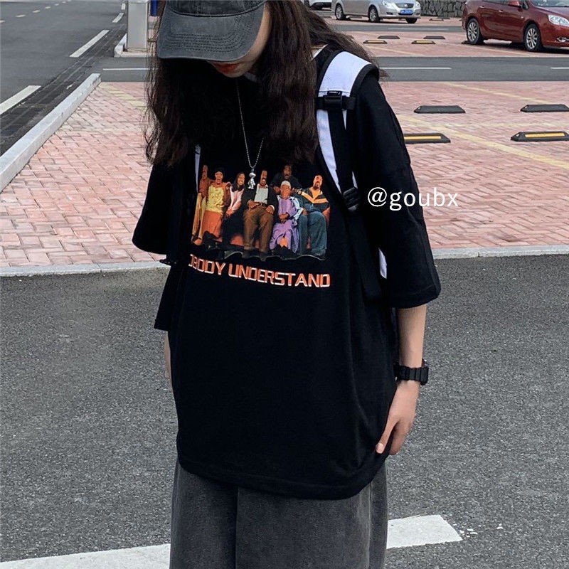 Fashion Short Sleeve T-shirt Oversize Shirt Korean Style Teen Clothing Vintage Digital Print Women's Large Size T-shirt