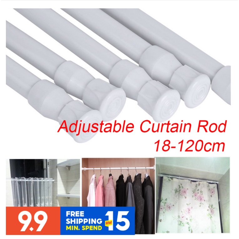 Multifunctional Adjustable Bathroom Shower Curtain Rods Metal Voile Extendable Tension Telescopic Pole Doorcurtain Rod