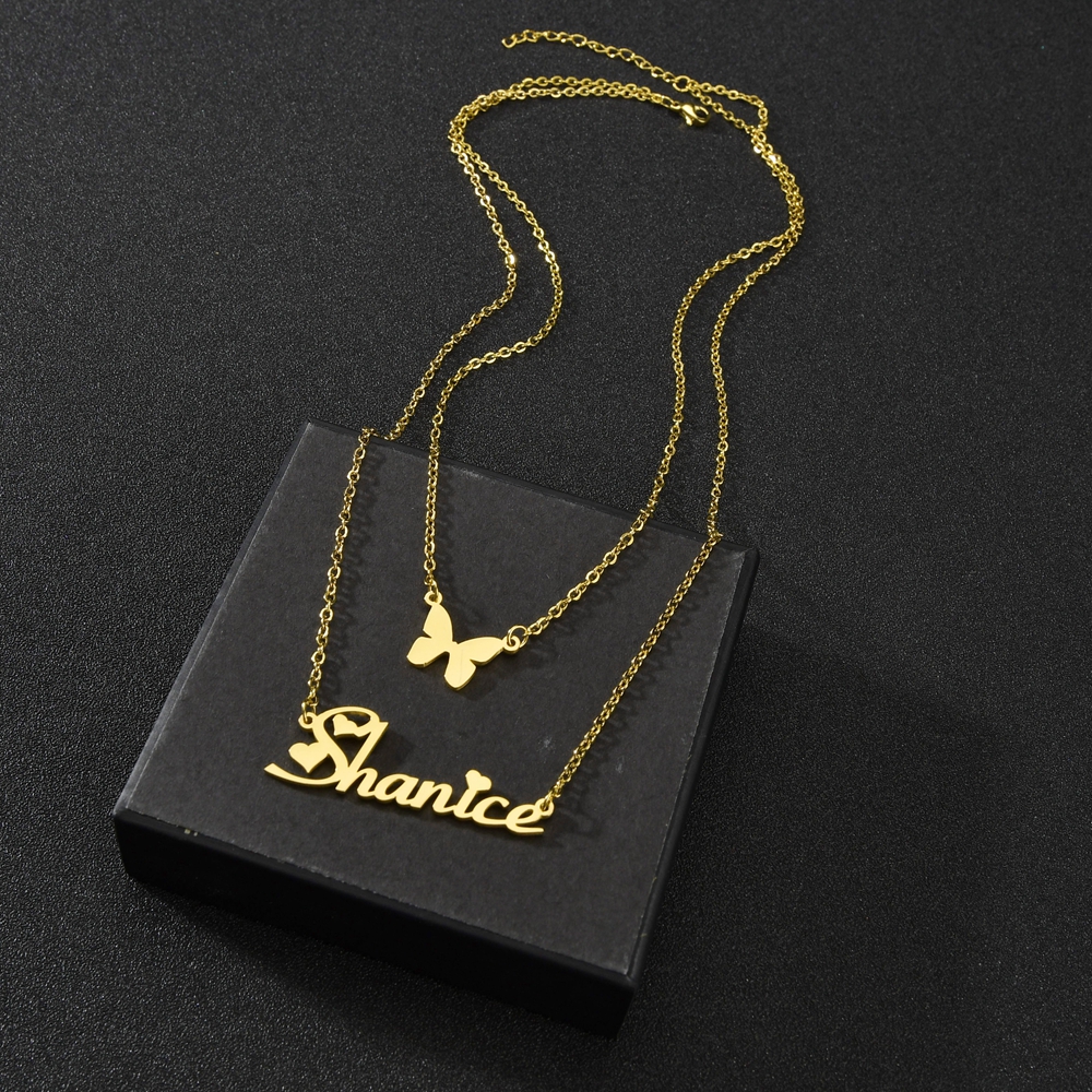 BONLAVIE【Name Custom Necklace】Personalized Name Necklace Custom Name Nameplate Necklace Customized Jewelry Gift