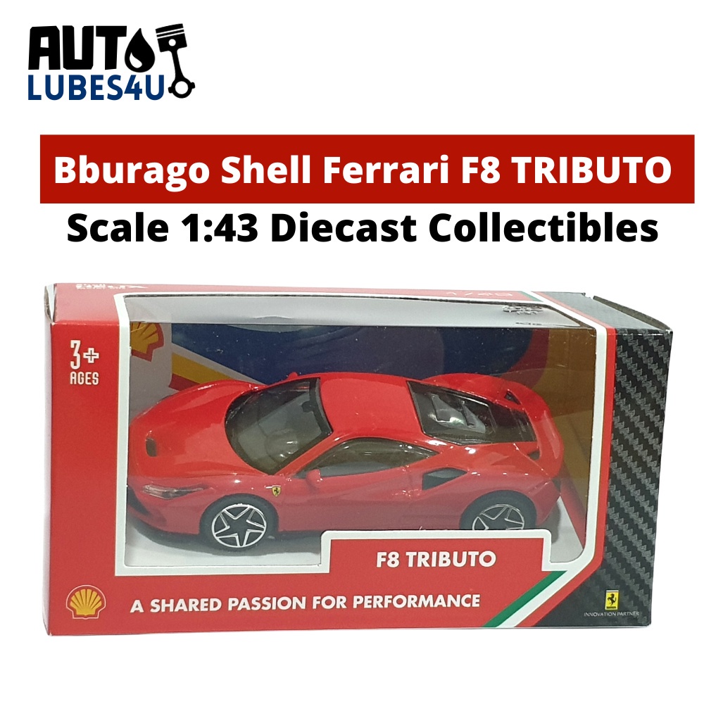 Bburago Shell Ferrari F8 Tributo Toy Car Collector Ferrari Official