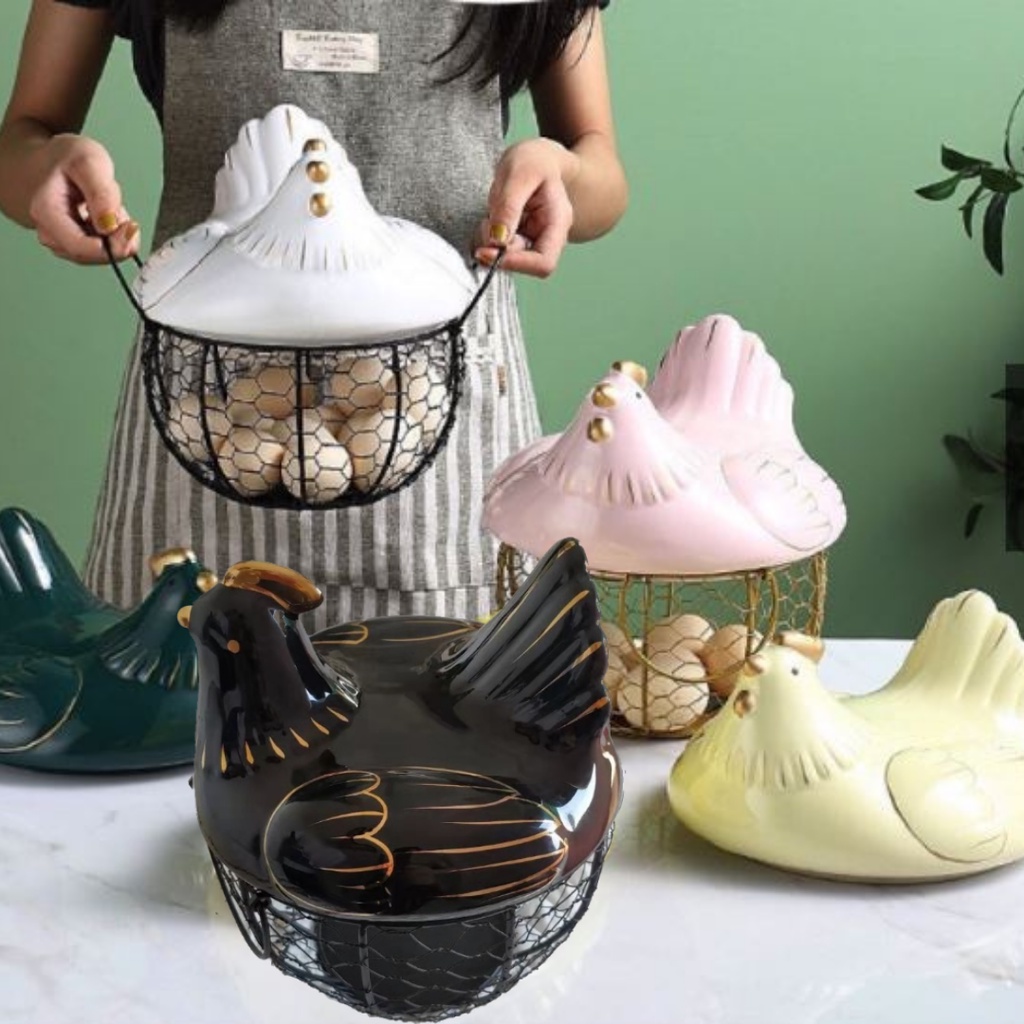 Cute Ceramic Egg Basket Bekas Telur Seramik Kitchen Storage Accessories Shopee Malaysia