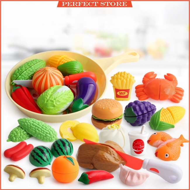 Children Pretend Role Play House Toy Cutting Fruit Vegetables