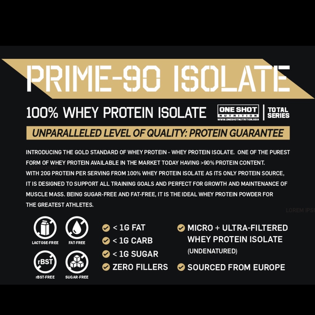 Whey Protein Isolate (Prime90 Isolate) 100 Whey Protein Isolate One