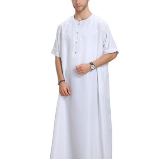 Lelaki Islam Jubah Longgar Leher Bulat Lengan Pendek Lelaki Islam Jubah Longgar Leher Bulat Lengan Pendek