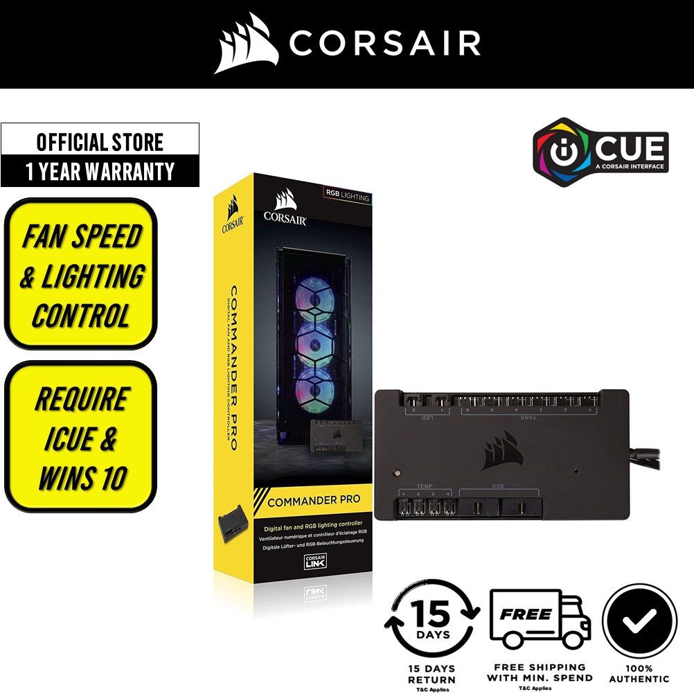 CORSAIR iCUE COMMANDER CORE XT, Digital Fan Speed and RGB Lighting  Controller