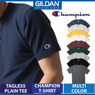GILDAN x CHAMPION 100% Authentic Unisex Plain Tagless Round Neck Short Sleeve Tee Multi Color T425