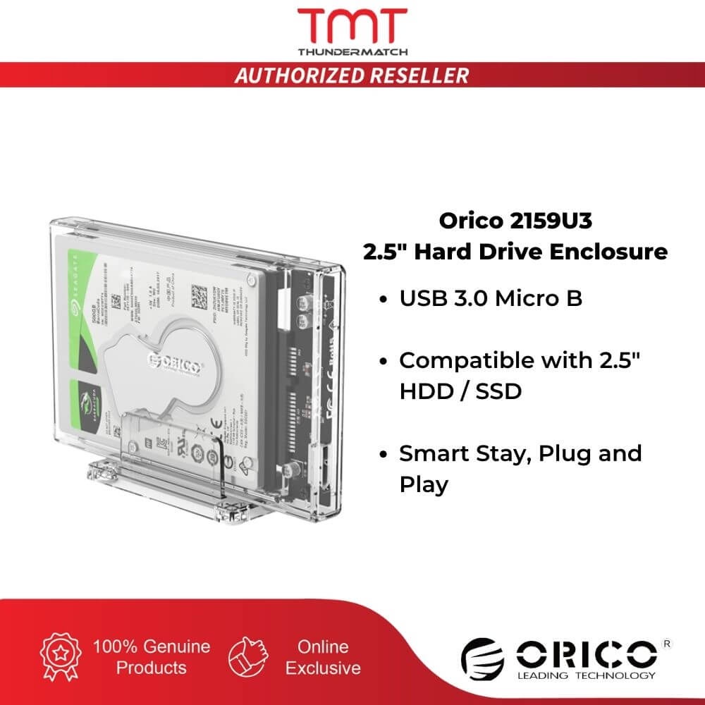 TMT Orico 2159U3 2.5" Hard Drive Enclosure SATA USB 3.0 Transparent