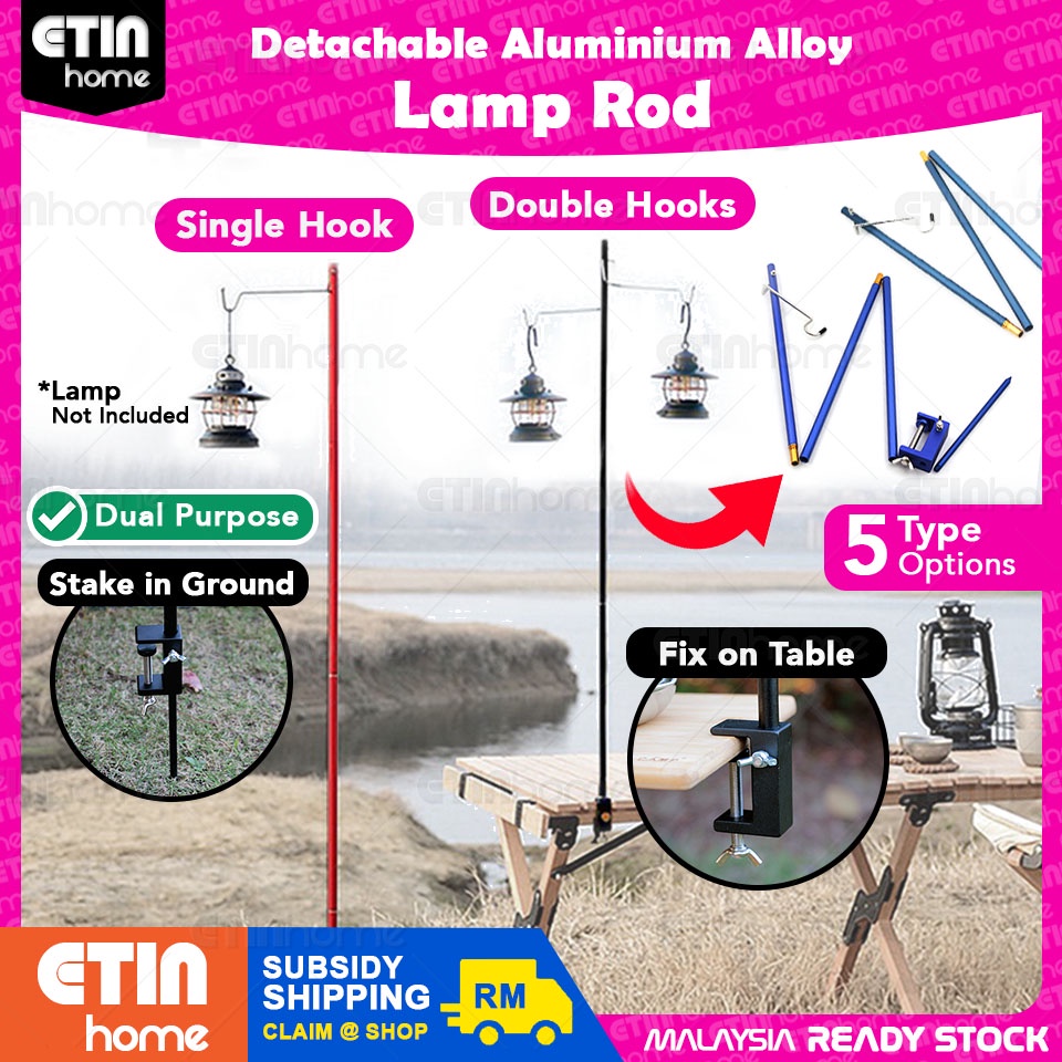 Camping Folding Lamp Pole Lantern Stand Outdoor Glamping Lamp Post