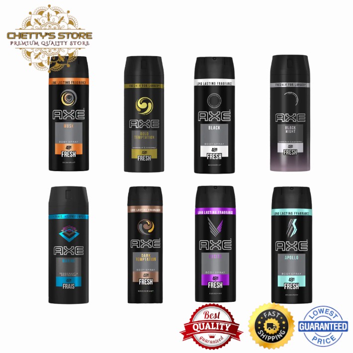 Deodorant Body Spray 150ml (MUSK / BLACK MARINE / GOLD / APOLLO / EXCITE / DARK TEMPTATION/ BLACK NIGHT) | Shopee