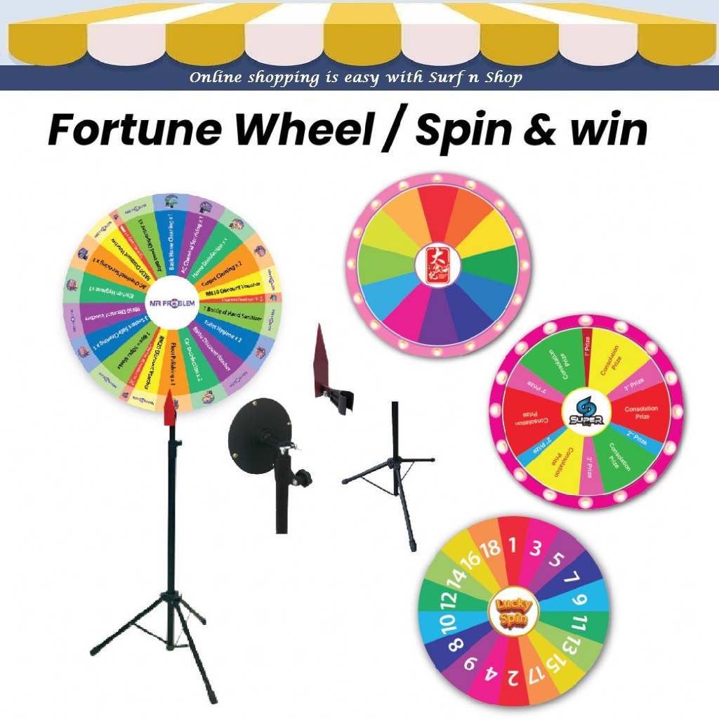 Fortune Wheel Stand Lucky Draw Spin Wheel Diameter 80cm + Printing