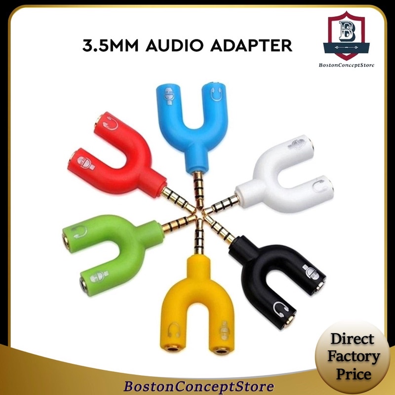 3.5mm Splitter Stereo Plug U-shape Stereo Audio Mic & Headphone ...