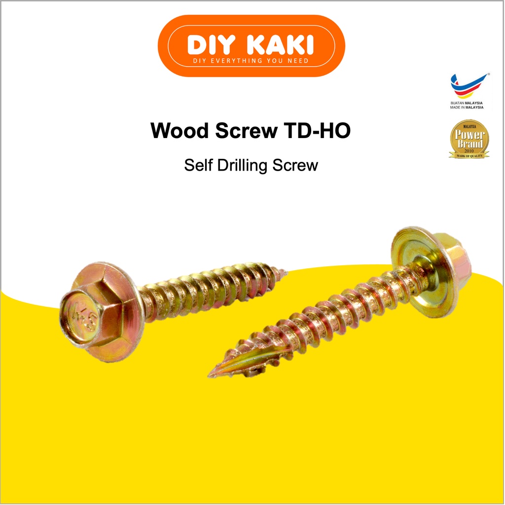 500pcs Wood Tapping Screw Td Ho Self Drilling Screw Skru Kayu