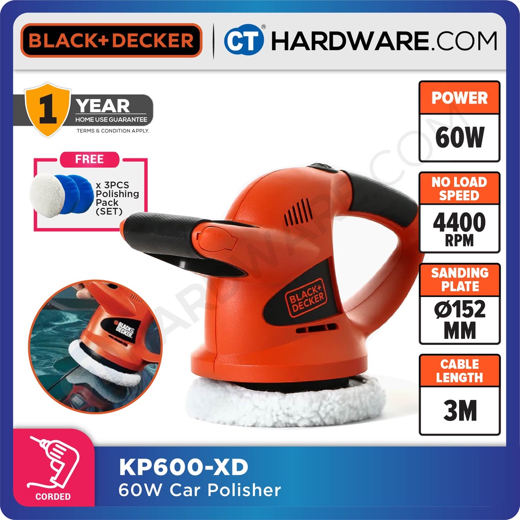 BLACK & DECKER KP600 RANDOM ORBIT WAXER & POLISHER 152MM 60W ( LIGHT